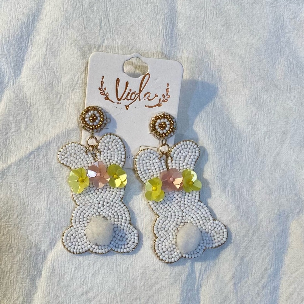 Viola Beaded Bunny Earrings
